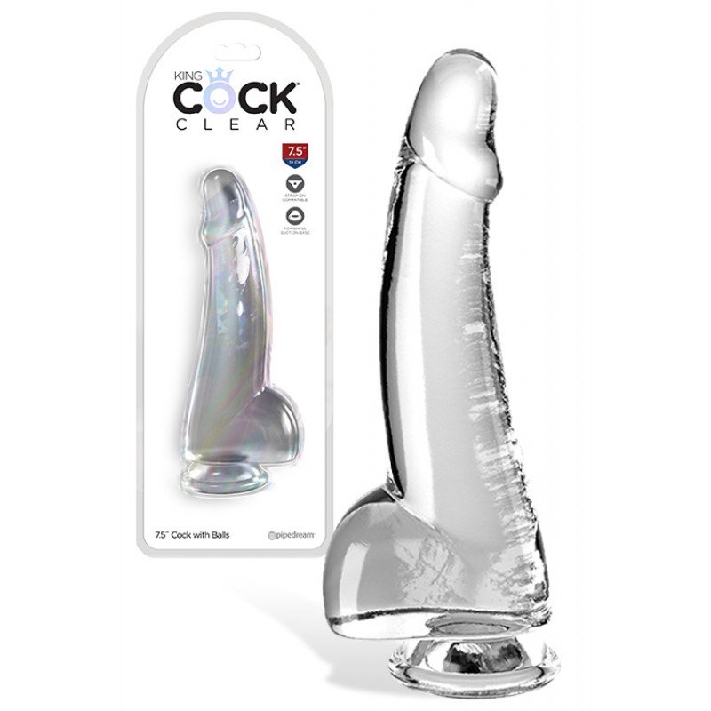 Pipedream King Cock Clear 7.5" Realistic Dildo with Balls &amp; Suction Cup Base