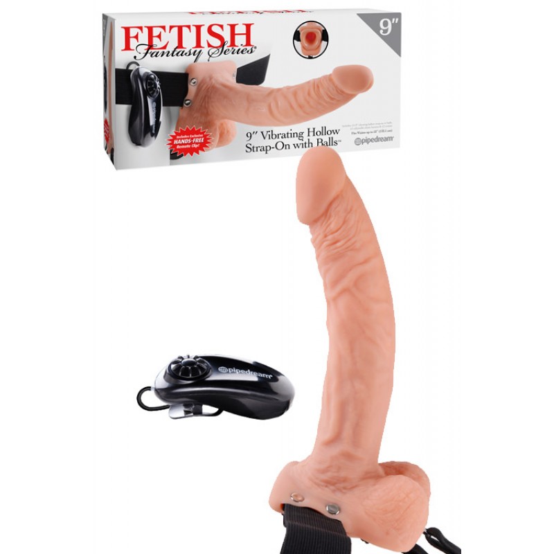 Pipedream 9" Vibrating Realistic Hollow Strap On