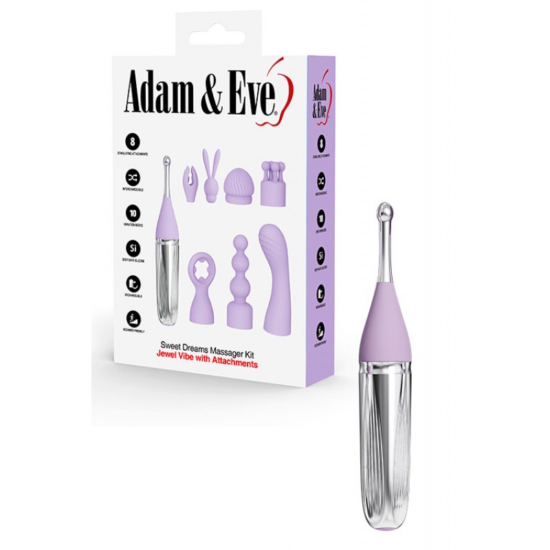 Adam and Eve Sweet Dreams Massager Kit with 8 Vibrator Attachments