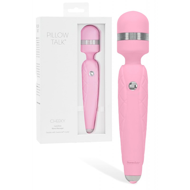 Pillow Talk Cheeky 8.1" Vibrating Wand Massager with Swarovski Crystal Accent