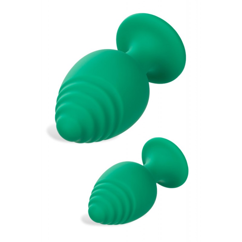 California Exotic Cheeky Green Silicone Butt Plug Set (2 Pce)