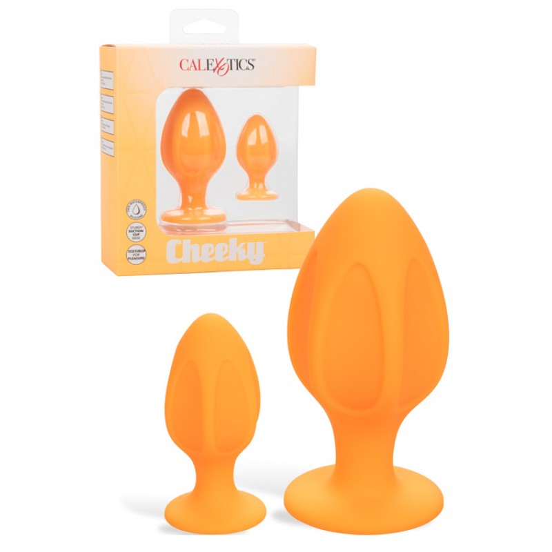 California Exotic Cheeky Orange Silicone Butt Plug Set (2 Pce)