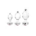 Adam and Eve Red Heart 3 Piece Glass Butt Plug Set with Gemstone Base