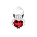 Adam and Eve Red Heart 3 Piece Glass Butt Plug Set with Gemstone Base