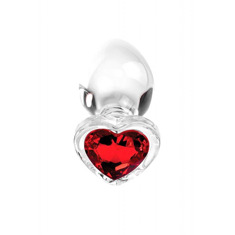 Adam and Eve Red Heart 3 Piece Glass Butt Plug Set with Gemstone Base