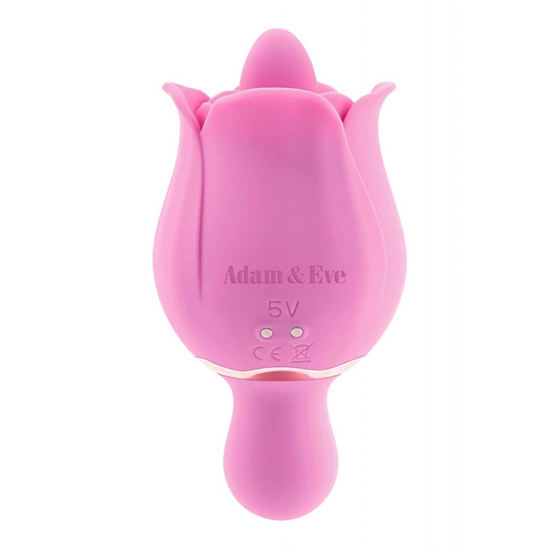 Adam and Eve Ravishing Rose 4.25" Dual Ended Rose Vibrator with Clitoral Teaser