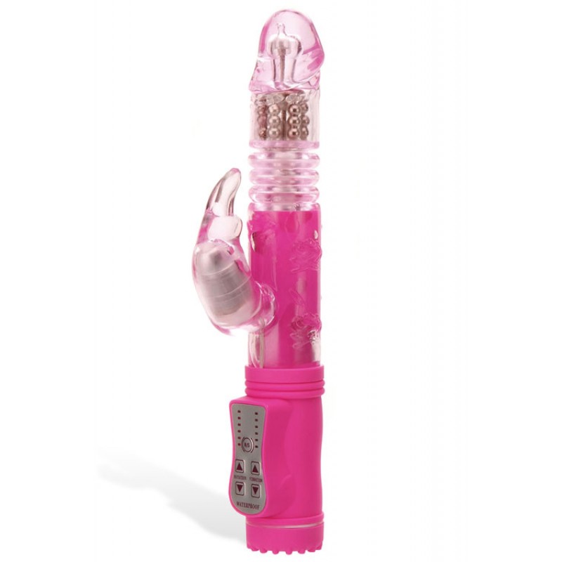 Adam and Eve Thrusting &amp; Rotating Beaded 9.75" Rabbit Vibrator