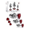 Adam and Eve 3 Piece Red Heart Gem Base Metal Butt Plug Set