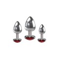 Adam and Eve 3 Piece Red Heart Gem Base Metal Butt Plug Set