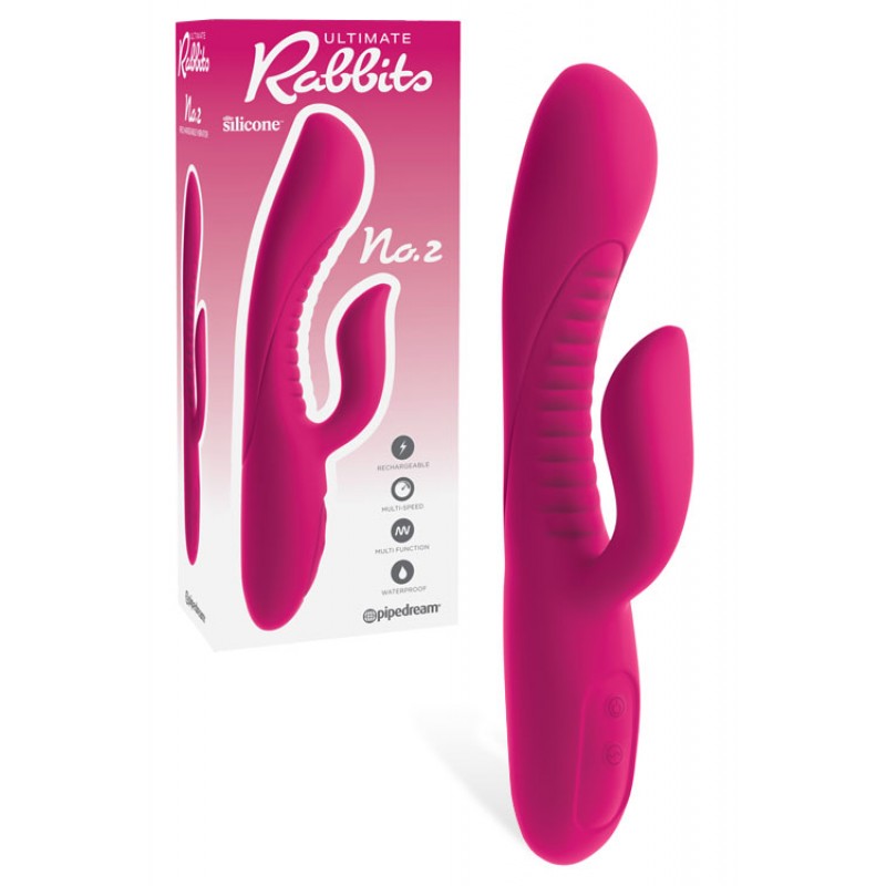 Pipedream Partially Ribbed Silicone 8.75" G Spot Rabbit Vibrator