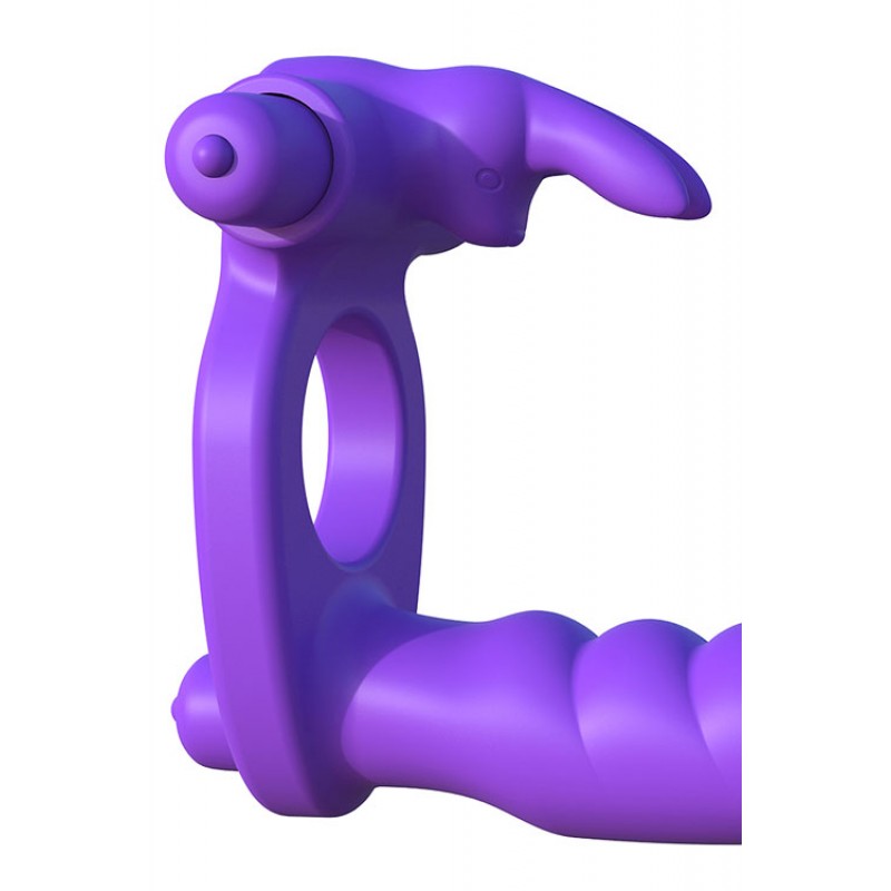 Pipedream Vibrating Double Penetration Silicone Cock Ring with Rabbit Ears