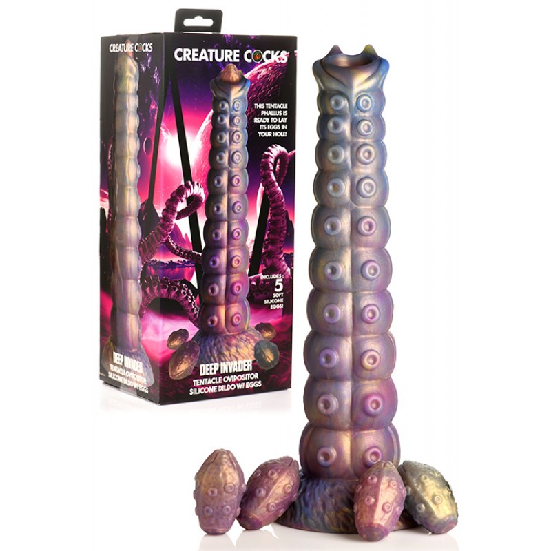 Creature Cocks Deep Invader 9" Silicone Tentacle Ovipositor Dildo with Eggs