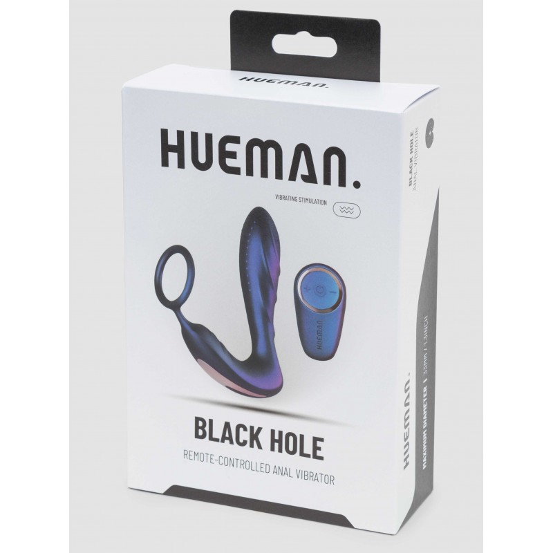 Hueman Black Hole Galactic Silicone Remote Control Cock Ring Butt Plug